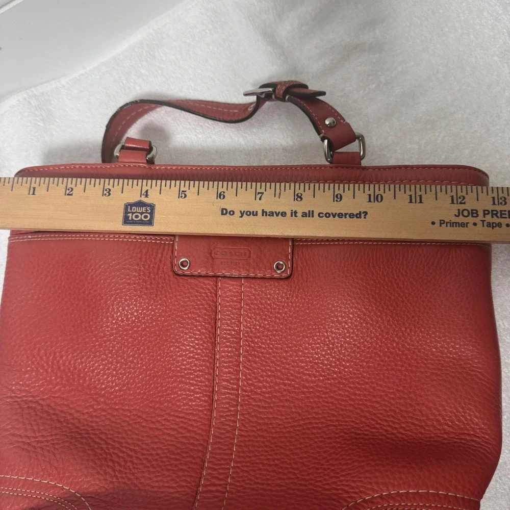 Coach Hamilton Shoulder Tote Bag Burnt Orange Salmon Pebbled Leather F13089‎ VTG